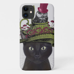 Zwarte kat met theepot en kippen Case-Mate iPhone case