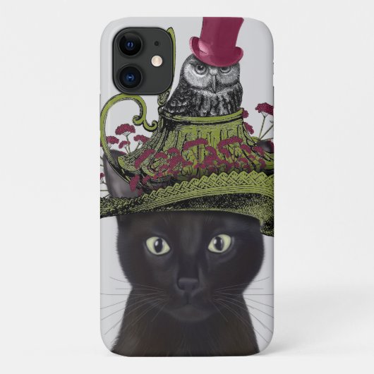 Zwarte kat met theepot en kippen Case-Mate iPhone case (Achterkant)