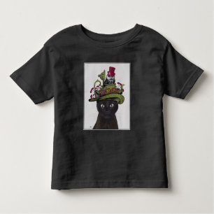 Zwarte kat met theepot en kippen kinder shirts