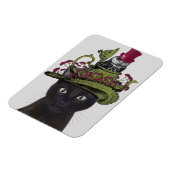 Zwarte kat met theepot en kippen magneet (Linkerzijde)