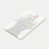 Zwarte kat met theepot en kippen post-it® notes (Schuin)