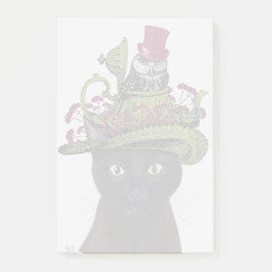 Zwarte kat met theepot en kippen post-it® notes