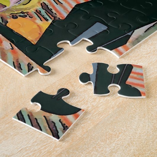 Zwarte kat met vis Bowl Legpuzzel (Zijkant)