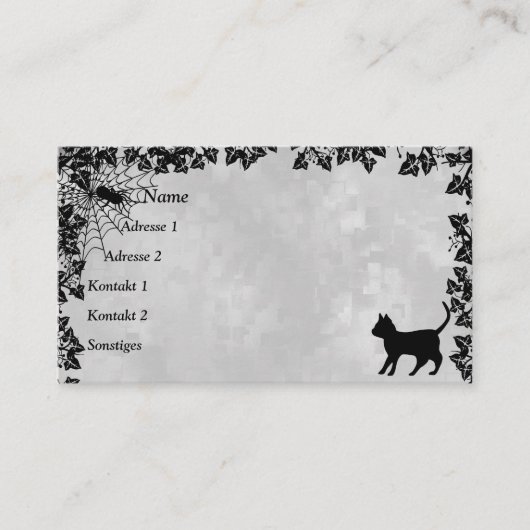 Zwarte kat met Visitekaartje van Bat en Spider (Voorkant)