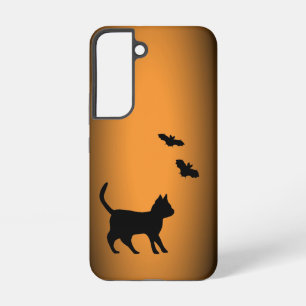 Zwarte Kat met Vleermuis Samsung Galaxy Hoesje