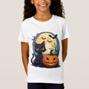 Zwarte Kat Met Vliegende Vleermuizen Halloween 🎃 T-shirt