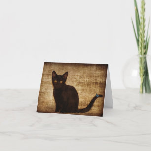 Zwarte Kat met Vlinder Notecard Kaart