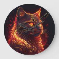 Zwarte kat met vuurrood en gouden aura glanzend