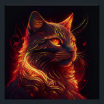 Zwarte kat met vuurrood en gouden aura glanzend perfect poster<br><div class="desc">Zwarte kat met vuurrood en gouden aura glanzend Poster</div>