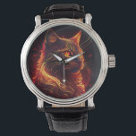 Zwarte kat met vuurrood en gouden aura horloge<br><div class="desc">Zwarte kat met vuurrood en gouden aura horloge</div>