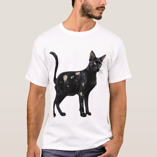Zwarte kat met wit 2 t-shirt (Voorkant)