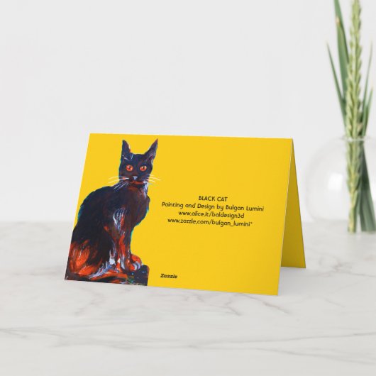 ZWARTE KAT MET WITCH PET HALLOWEEN PARTIJ KAART (Achterkant)