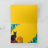 ZWARTE KAT MET WITCH PET HALLOWEEN PARTIJ KAART (Binnen)