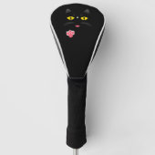 Zwarte kat met witte merken golfheadcover (Voorkant)