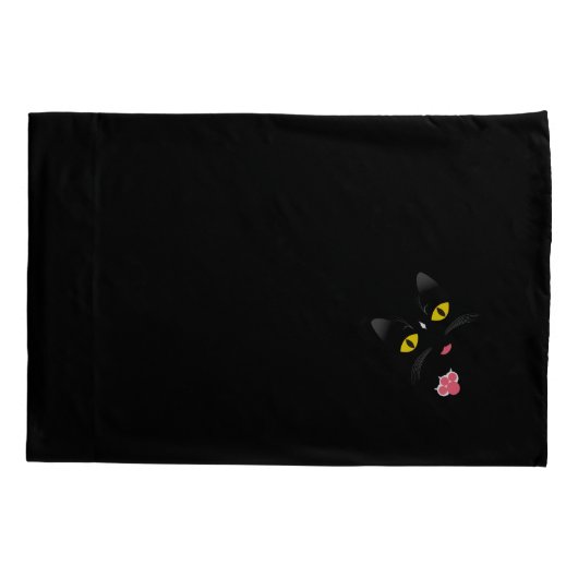 Zwarte kat met witte merken kussensloop (Achterkant)