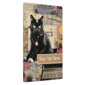 Zwarte kat met witte poten collage klembord (Rechts)