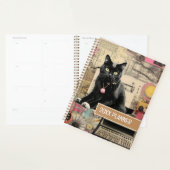 Zwarte kat met witte poten collage planner (Display)