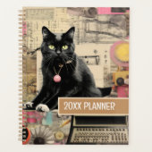 Zwarte kat met witte poten collage planner (Voorkant)