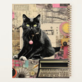 Zwarte kat met witte poten collage planner (Achterkant)