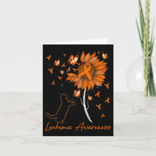 Zwarte Kat Met Zonnebloem & Oranje Lint Leuke Kaart
