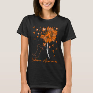 Zwarte Kat Met Zonnebloem & Sinaasappel Lint Leuke T-shirt