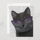 Zwarte Kat met zonnebril 2 Briefkaart (Voorkant / Achterkant)
