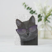 Zwarte Kat met zonnebril 2 Briefkaart (Staand voorkant)