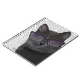 Zwarte Kat met zonnebril 2 Notitieboek (Linkerzijde)
