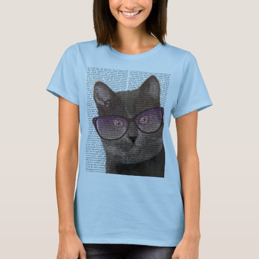 Zwarte Kat met zonnebril 2 T-shirt (Voorkant)