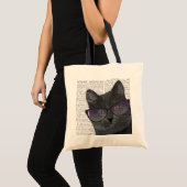 Zwarte Kat met zonnebril 2 Tote Bag (Voorkant (product))