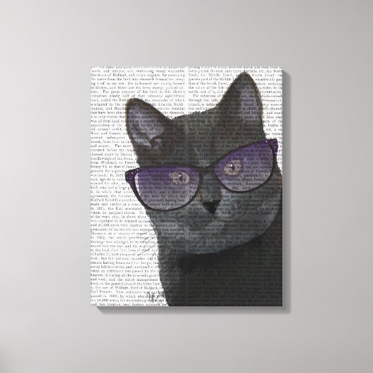 Zwarte Kat met zonnebril Canvas Afdruk (Voorkant)