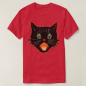  zwarte kat met zwarte kat t-shirt (Design voorkant)