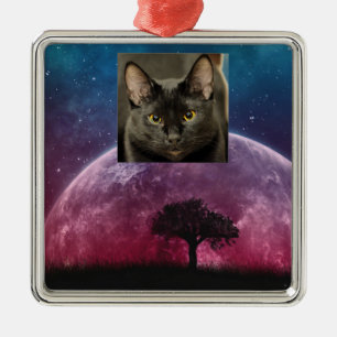 Zwarte kat metalen ornament