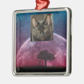 Zwarte kat metalen ornament (Links)