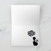 Zwarte kat miauw citaat, schattig Halloween ontwer Feestdagen Kaart (Binnen)