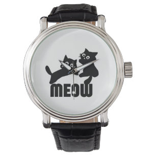 Zwarte kat, miauw horloge