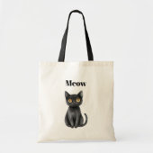 Zwarte Kat Miauw Muis Tote Bag (Voorkant)