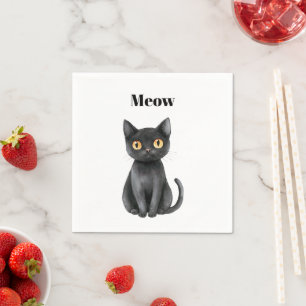 Zwarte Kat Miauw Servet