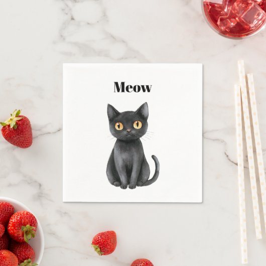 Zwarte Kat Miauw Servet (Insitu)