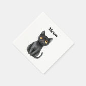 Zwarte Kat Miauw Servet (Hoek)