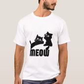 Zwarte kat, miauw t-shirt (Voorkant)