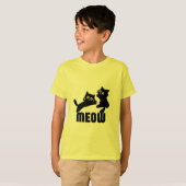 Zwarte kat, miauw t-shirt (Voorkant volledig)