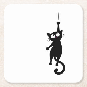 Zwarte Kat Minimalistische Muur Kunst Printbare, S Kartonnen Onderzetters