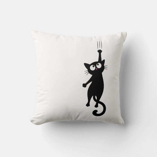 Zwarte Kat Minimalistische Muur Kunst Printbare, S Kussen (Voorkant)