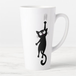 Zwarte Kat Minimalistische Muur Kunst Printbare, S Latte Mok