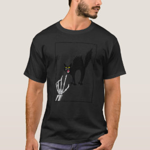Zwarte kat minnaar skelet hand, Schattige kitten g T-shirt