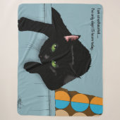 Zwarte Kat Moe Blauw Sarcastisch Grappig Sherpa Deken (Voorkant)