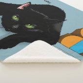 Zwarte Kat Moe Blauw Sarcastisch Grappig Sherpa Deken (3/4)