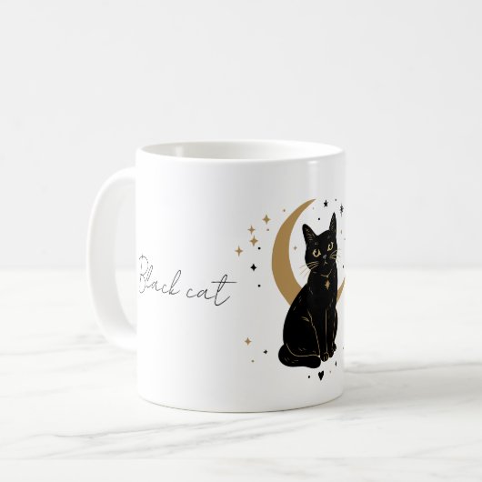 Zwarte kat mok (Voorkant links)