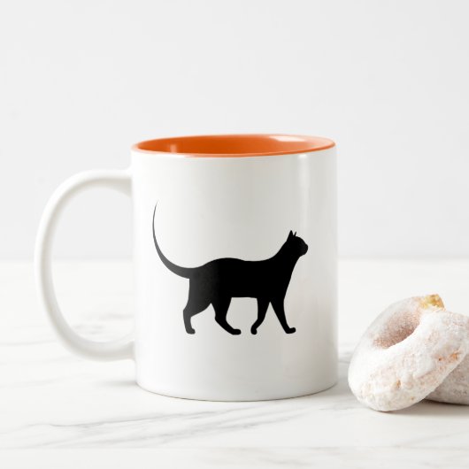Zwarte kat-Mok Tweekleurige Koffiemok (Met donut)